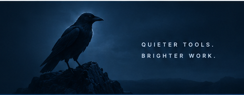 Raven in a moonlit landscape